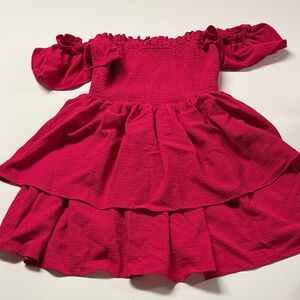 Express Vibrant Pink Ruffled Dress off the shoulder